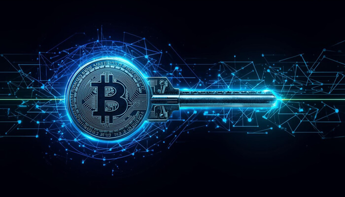 What makes them essential for restoring a digital wallet 1 - Incryptocoin Visual representation of crypto wallet recovery, showing a Bitcoin key symbolizing the restoration of lost private keys and digital assets.