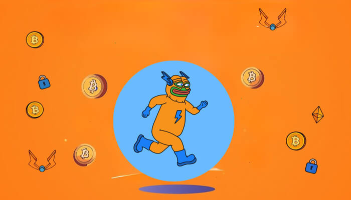 Tips for Buying Bitcoin Hyper 1 - Incryptocoin Cartoon character in a superhero suit running amidst floating Bitcoin and Ethereum coins, symbolizing the fast-growing potential of Bitcoin Hyper.