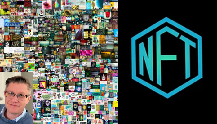 nft 1 - Incryptocoin Digital art collage and NFT logo illustrating the most expensive NFT artworks and record-breaking blockchain sales.