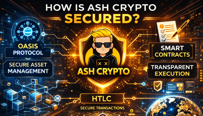 How Is Ash Crypto Secured 2 - Incryptocoin Ash Crypto is secured with advanced features like OASIS Protocol, HTLC, and Smart Contracts, ensuring secure transactions and decentralized asset management.