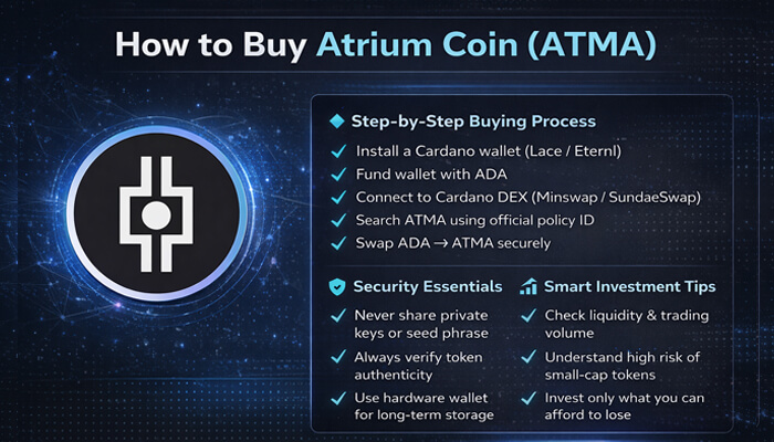 How to Buy Atrium Coin ATMA Step-by-Step Guide 1 - Incryptocoin How to buy atrium cryptocurrency atrium coin ATMA step by step using Cardano wallet and decentralized exchange