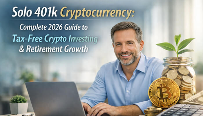 Solo 401k Cryptocurrency complete 2026 guide showing tax-free crypto investing and retirement growth