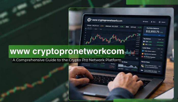 www cryptopronetworkcom crypto trading platform dashboard with real-time analytics and market data on laptop screen