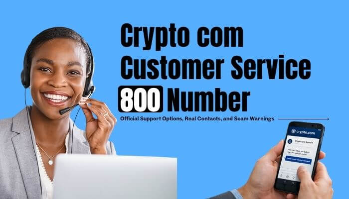 Crypto com Customer Service 800 Number support concept showing a customer service agent with headset and mobile app assistance interface