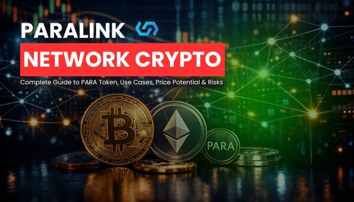 Paralink Network Crypto featured image showing PARA token, Bitcoin, Ethereum and blockchain data network concept