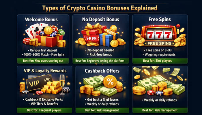 Types of Crypto Casino Bonuses 1 - Incryptocoin