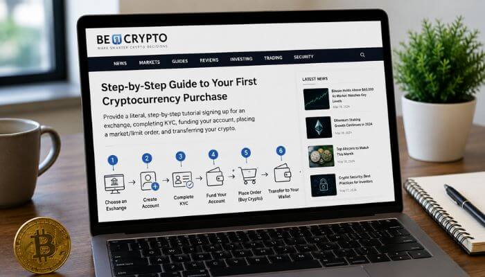 How Does Be1Cryptocom Tell Readers to Buy Crypto - Incryptocoin Be1Crypto.com Invest step-by-step cryptocurrency buying guide on laptop